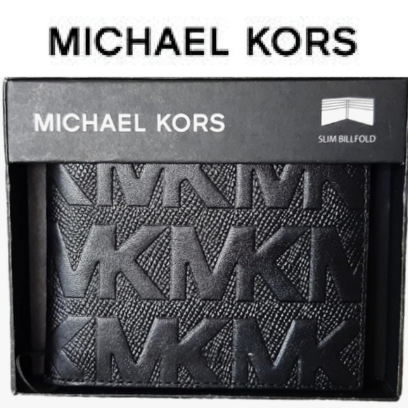 Michael Kors Other - Michael Kors Embossed MK Pattern Slim Jetset Billfold Wallet- Black